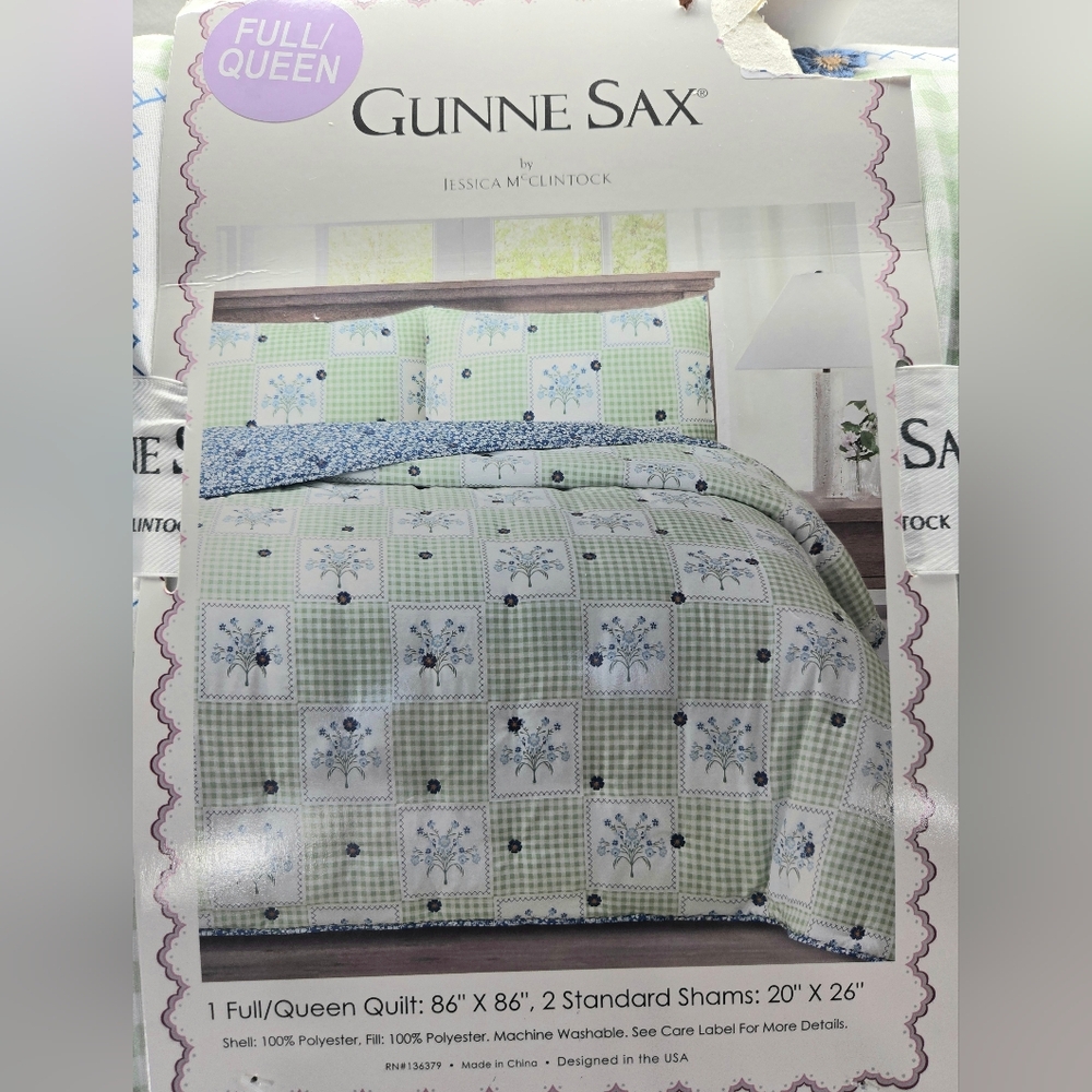 Gunne Sax by Jessica McClintock Floral Ruffle Quilt Set Full/Queen 86"X86" New